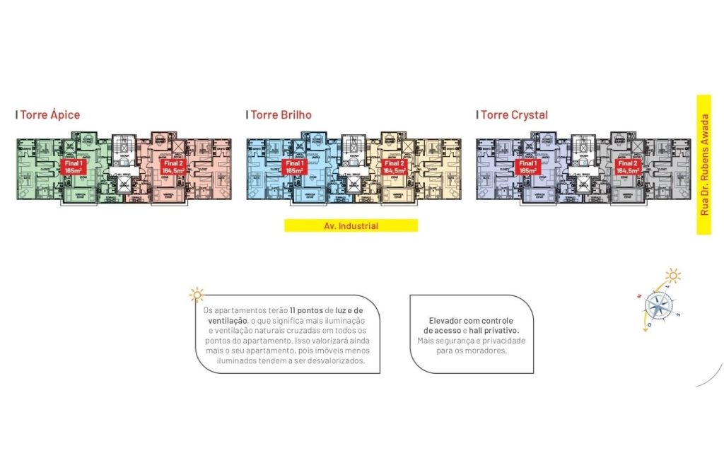 Posição dos Apartamentos nas Torres implantação-torres-splendor-jardim-patriani-neri